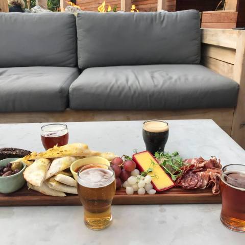 a living room with a couch and coffee table